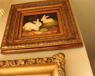 Oil Painting Framed of Rabbits