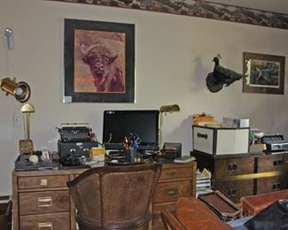 Office Items, Royal Typewriter, Lamps, Supplies, Art, Chair