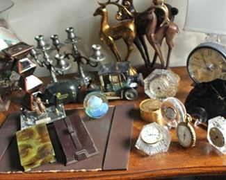 Bronzes, Desk Sets, Clocks on top of Desk