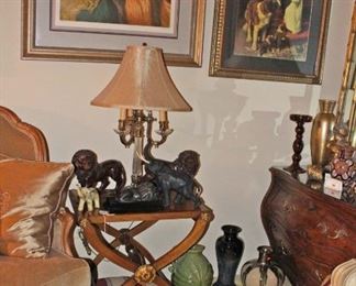 Baker Table, Art, Bronzes, Vases, Lamps