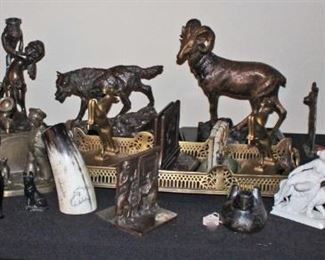 Bronzes, Scrimshaw, Bookends, Door Stop, Figurines