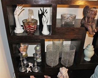 Decorator Shelf, Porcelain Hands, Crystal, Angels, Columbian Art, Vase
