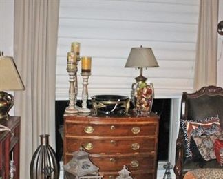 Great Pull Out Shelf Cabinet, Lamps, Bowl, Candle Sticks, Chair, Lanterns