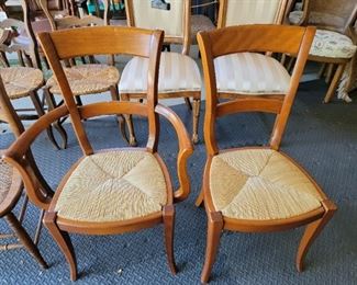 Rush and Cherry Wood Chairs