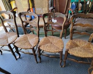Rush and Wood Ladder Back Chairs