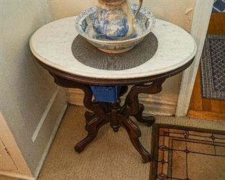 victorian marble topped round table