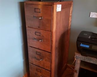 Antique wood file cabinet