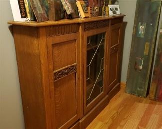 Antique cabinet w/ leaded glass door