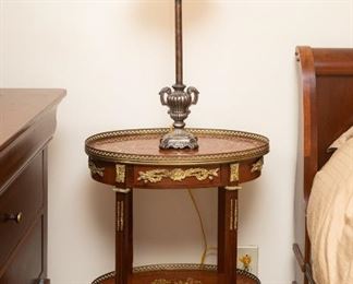 Ormolu-Mounted Mahogany Oval Shaped Two-Tiered Table