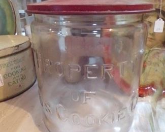 many glass candy containers