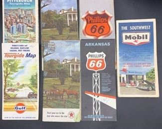 Vintage Lot of 7 Gasoline Advertising Road Maps 1960s -