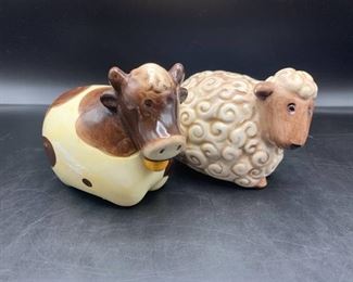 Cow and Sheep Salt and Pepper Shakers