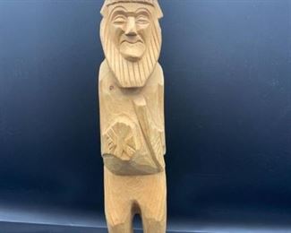 Tall Hand Carved Wood Puritan Man