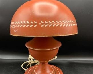 Vintage Burnt Orange Toleware Lamp
