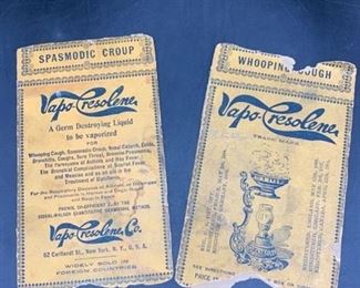 2 - Vintage Cardboard Vapo-Cresolene Advertising