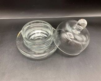 Vintage Small Clear Covered Butter Dish