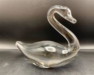 Large Clear Glass Swan
