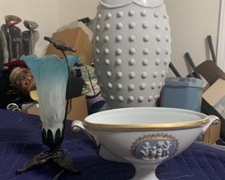 Butterfly/Flower light, Fish vase, Wedgewood candy holder