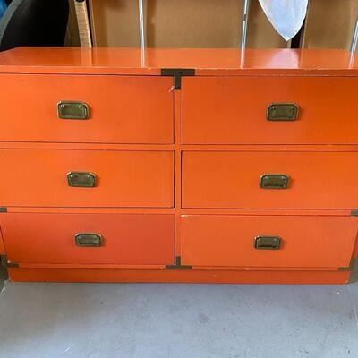 Vintage Retro ColorMates by Morris Bright Orange 6 Drawer Dresser