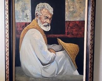 Vintage Spanish Man Sitting Painting by Jon Helland