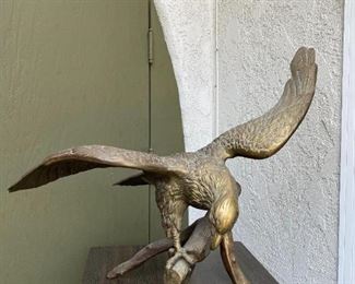Large Brass Eagle with Wings Spread Statue