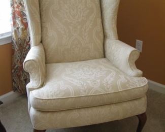#1 SOLD - Pair Queen Anne style wingback chairs