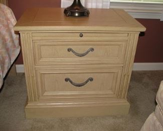 #12 SOLD - Stanley pair nightstands each with pull out shelf -  28"x17"x25"h 