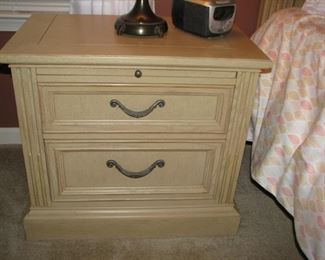 #12 SOLD - Stanley pair nightstands each with pull out shelf -  28"x17"x25"h 