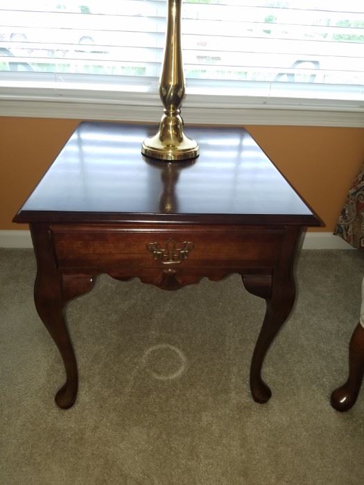 #3 $70.00pair - Pair Queen Anne style cherry end tables - 22"x27"x22"h