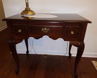 #5 $75.00 - Queen Anne style cherry lowboy cabinet / vanity / dressing table - 34"x20"x30"h