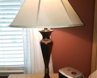 #14 $50.00 - pair aged pewter color table lamps 29"h