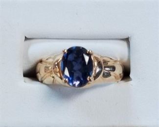 Iolite in gold setting