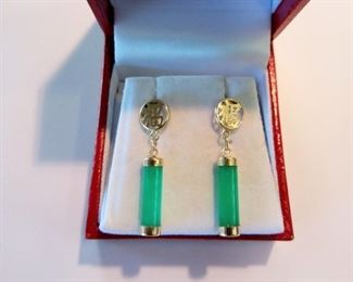 Jade and gold earrings