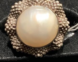 925 sterling silver natural pearl size 9