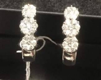 14 K white gold earrings I1  I-J color   3.5 DWTS 