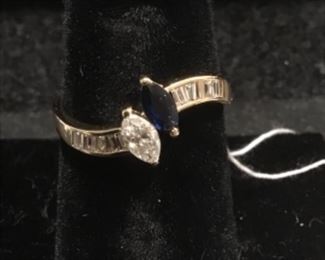 14k sapphire and diamonds ring