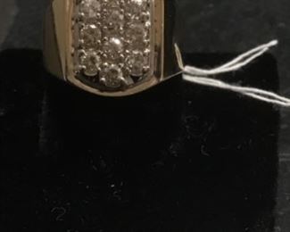 Size 10 ,  14 k gold diamonds ring