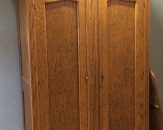VINTAGE OAK ARMOIRE, CLAW FOOT FURNITURE