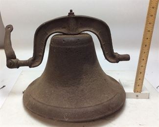 ANTIQUE CAST IRON DINNER BELL WITH POLE 