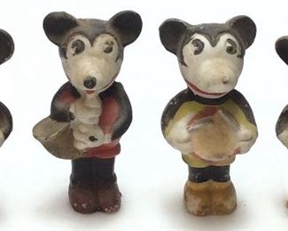 1930s BISQUE PORCELAIN MICKEY MOUSE FIGURINES