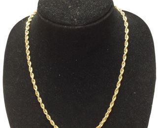 10KT GOLD ROPE NECKLACE, 7.4G, HOLLOW,