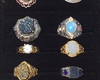 (14) COSTUME JEWELRY RINGS, MOST