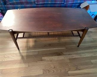 Mid Century Modern Dux Coffee Table 
Excellent condition! 
No breaks in caning
50” long x 2’ deep x 15” tall.
