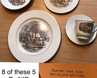AVON Currier & Ives Place Settings. 8 Complete Sets NIB