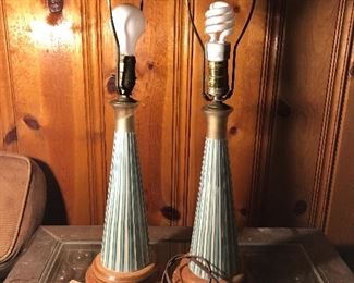 Pair of 1960’s MCM Lamps - White Sand Inside