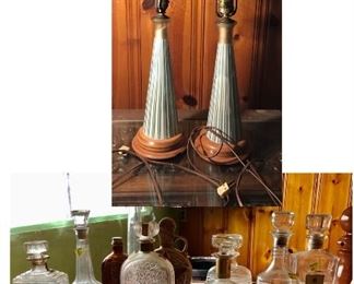 MCM Pair of Lamps, Vintage Decanters