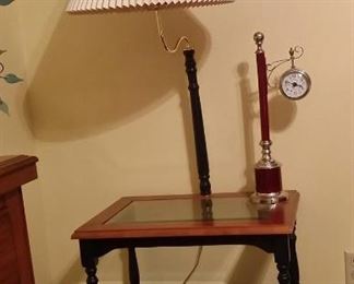 Lamp table with magazine holder on the bottom