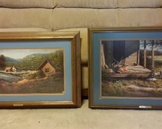 Dennis Schmidt prints, "Blue Harmony" and "Lazy Afternoon"