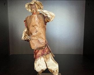 Vintage Mexican Folk Art Paper Mache 2 Handmade Figurines From Mexico