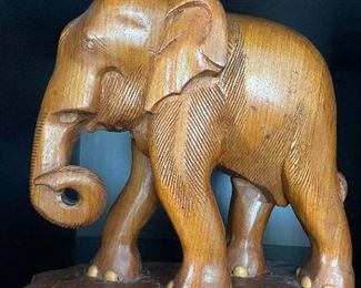 Elephant figurine iron wood carved Elephant vintage teak african animal sculpture